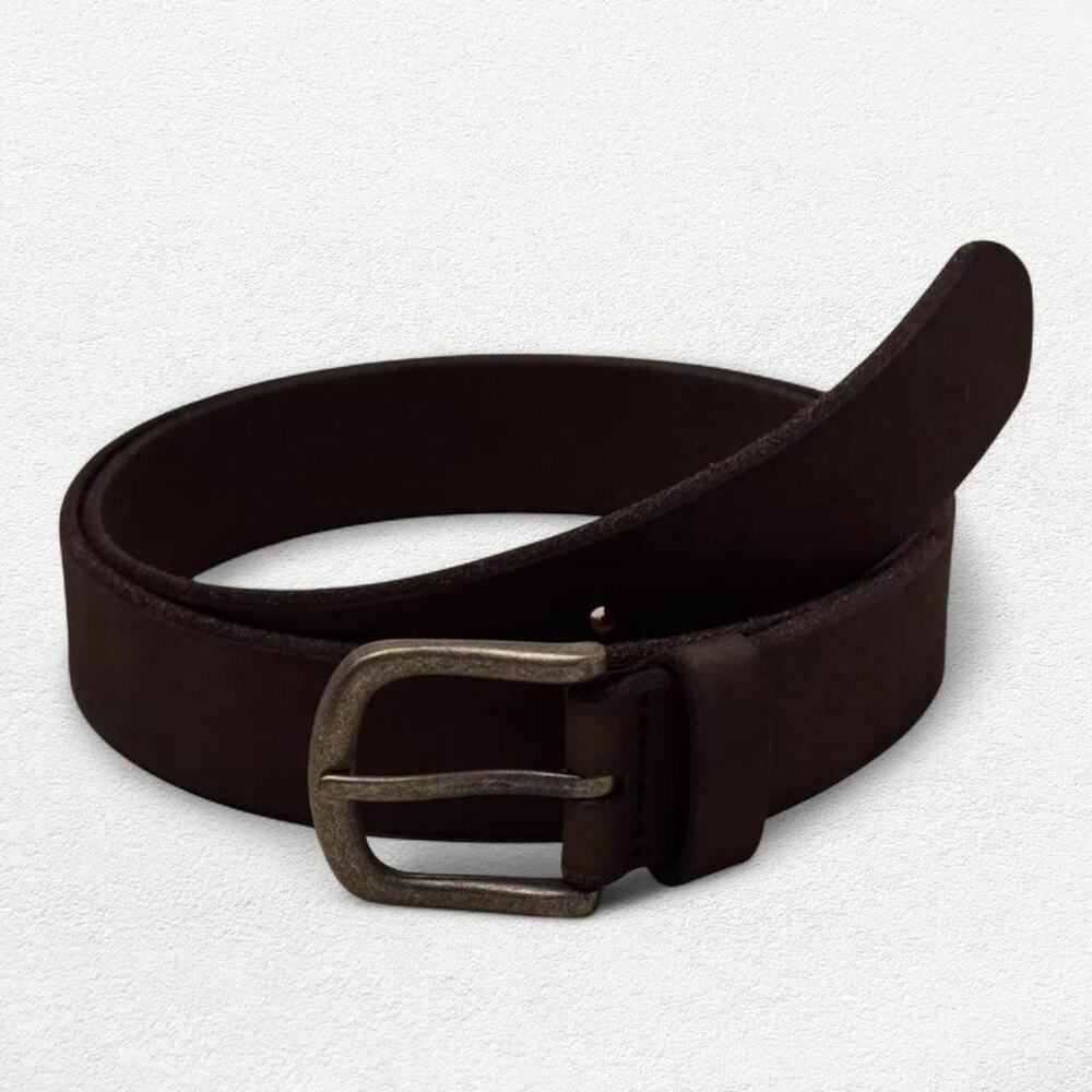 Lucky Brand Beveled Edge Leather Belt in Dark Grey